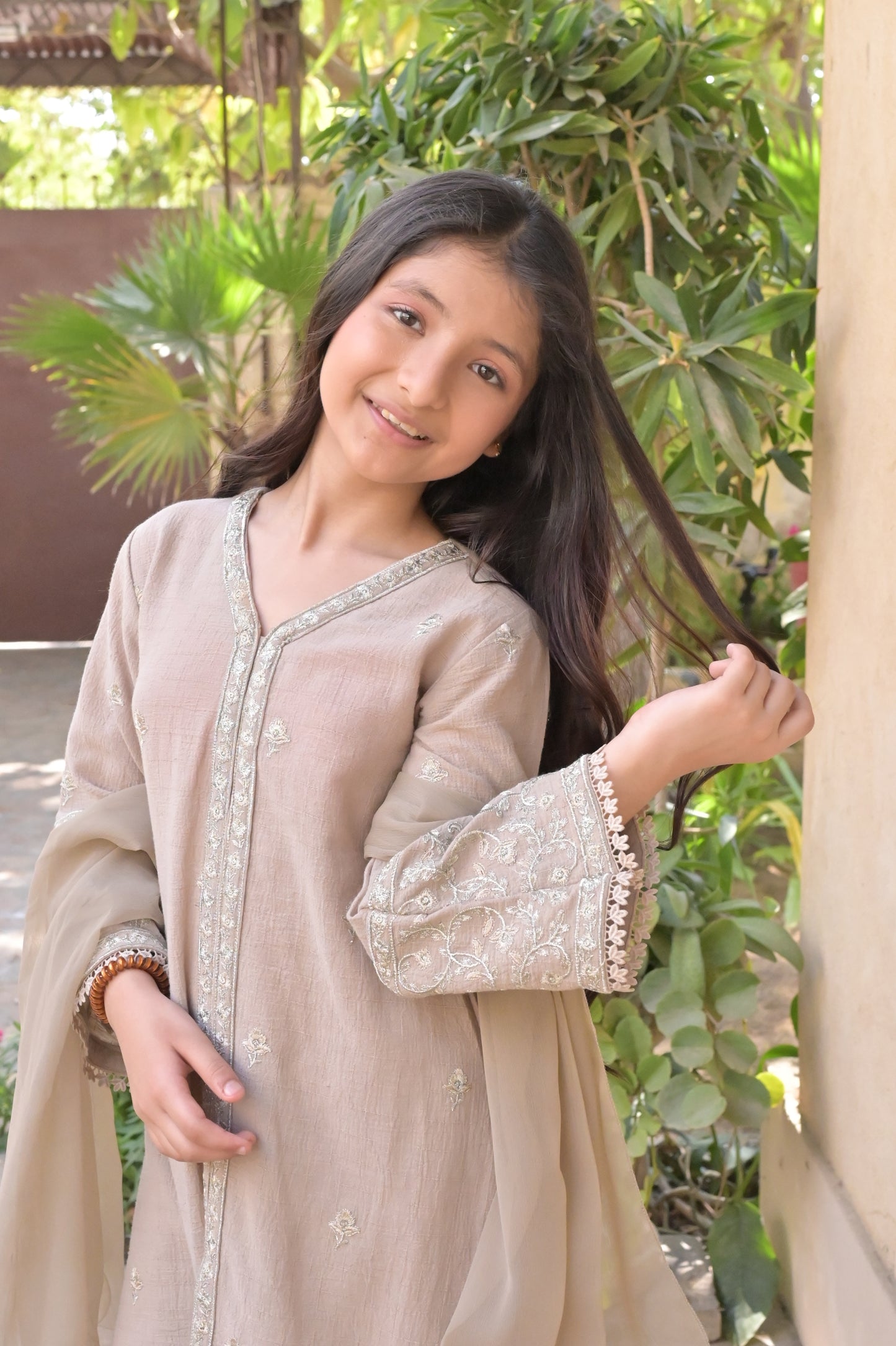 LC - 3121 | Casual 3 Pcs suit | Beige | Cotton Khaddar