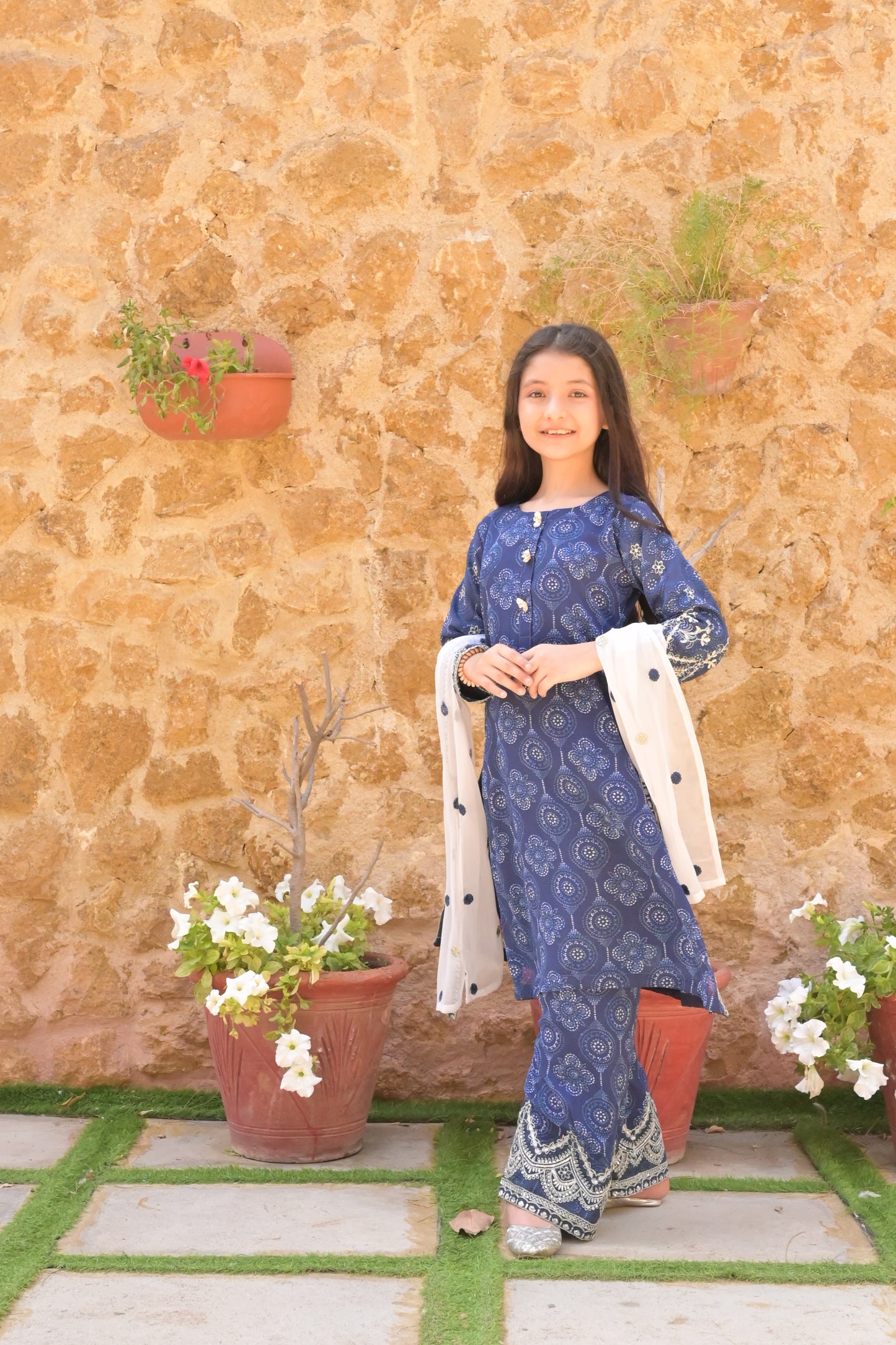 LC-A-510 | Formal 3pc Suit | Navy Blue | Bamboo Chiffon