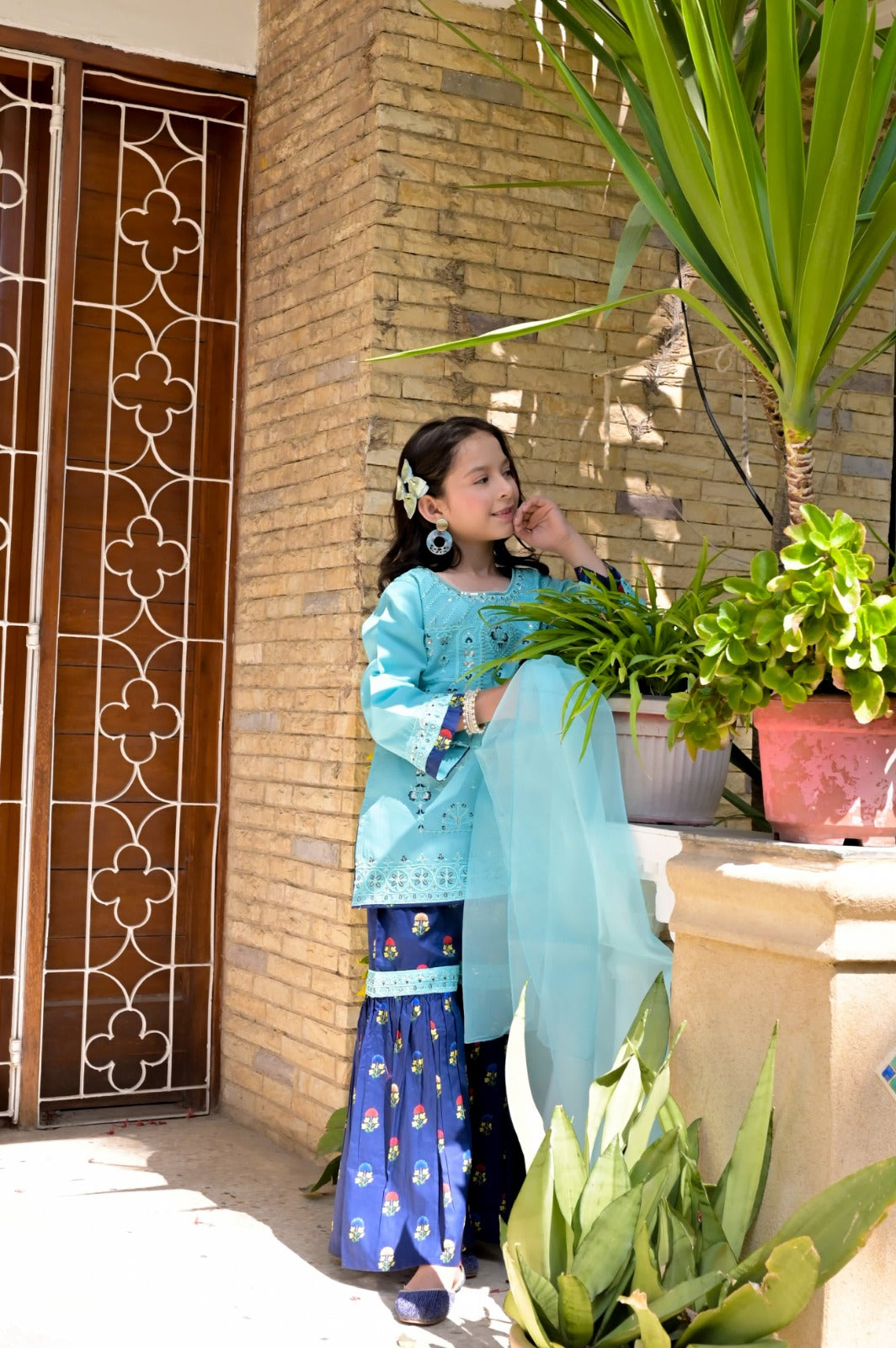 Plain Rottery Fabric with printed Lawn 10