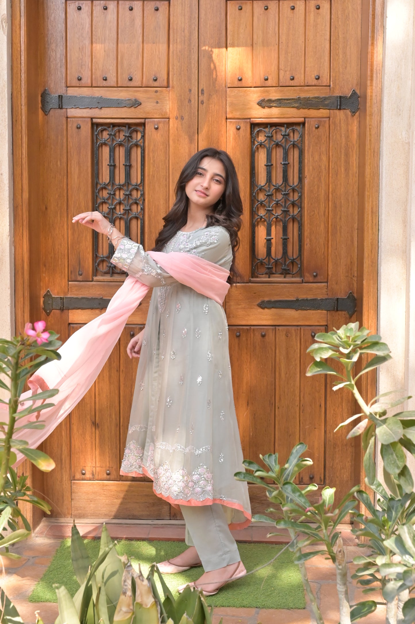 LC-A-403 | Formal 3 Pcs suit | Pistachio| Basic [Weightless] Chiffon