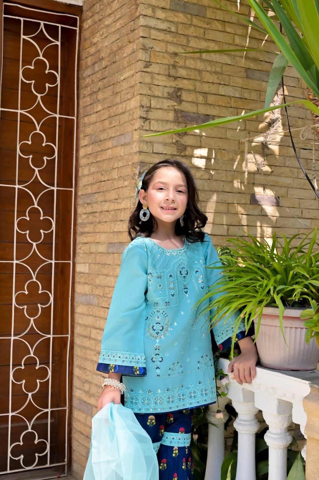 Plain Rottery Fabric with printed Lawn  10