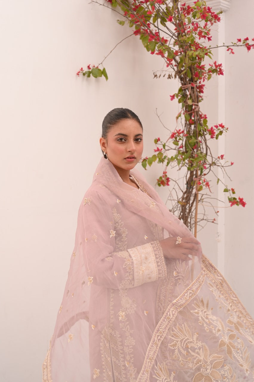 LC-5007 | Formal 3 Pcs Suit | Beige | Silk