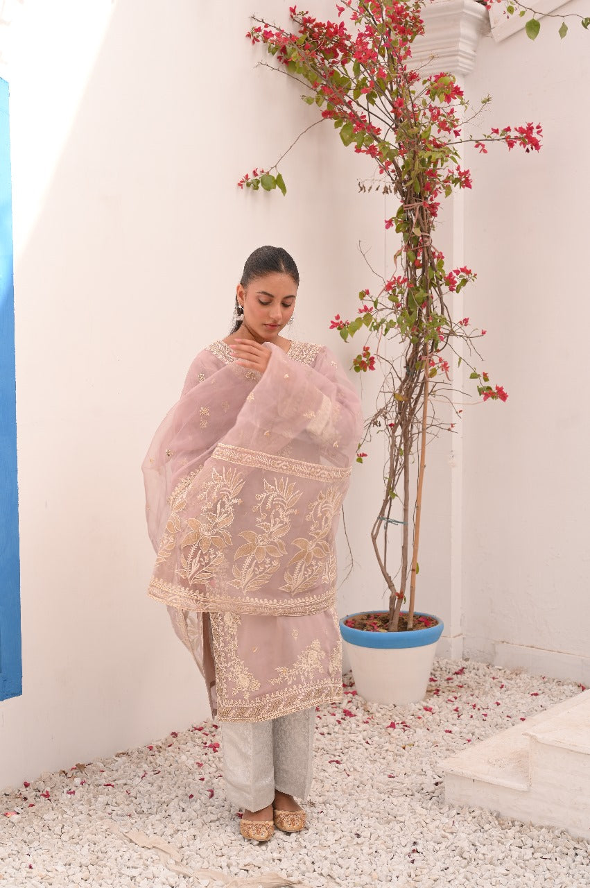 LC-5007 | Formal 3 Pcs Suit | Beige | Silk